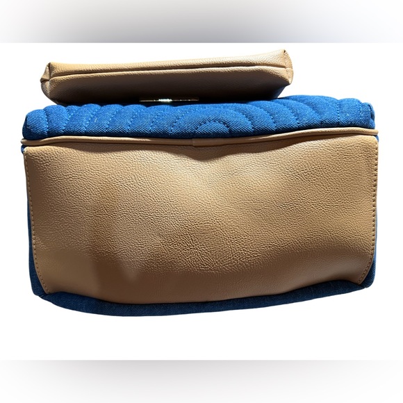 Betsy Johnson NWT Denim Blue Quilted Backpack with Small  Brown Purse (P034) - Picture 9 of 16